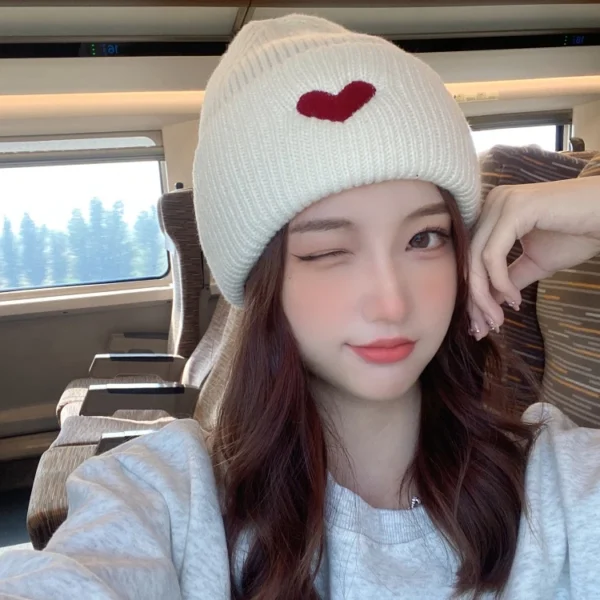 หมวกบีนนี่ ผ้าวูลถัก ปักลายน่ารัก ให้ความอบอุ่น แฟชั่นฤดูใบไม้ร่วง และฤดูหนาว สําหรับผู้หญิง